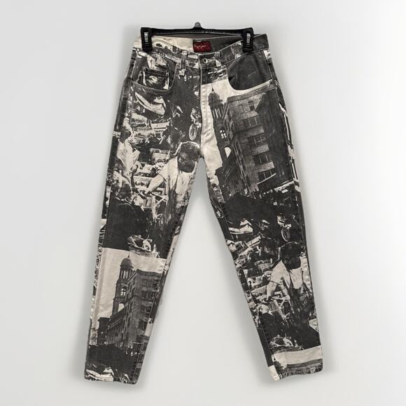 Vintage PEPE Jeans of London Black And White‎ printed images 29x31 Womens Rare - Picture 1 of 7